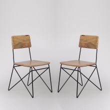 Dining Chair Natural Mango Wood & Black Steel - Greene