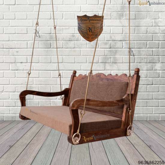 Wooden swing for living room with Brass coated chain set - Ambi